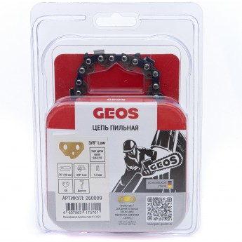 Цепь пильная GEOS 63LC 55 (16", 3/8" Low, 1.3мм, 55 хвостовиков, долото) Цепь пильная GEOS 63LC 55 (16", 3/8" Low, 1.3мм, 55 хвостовиков, долото)
